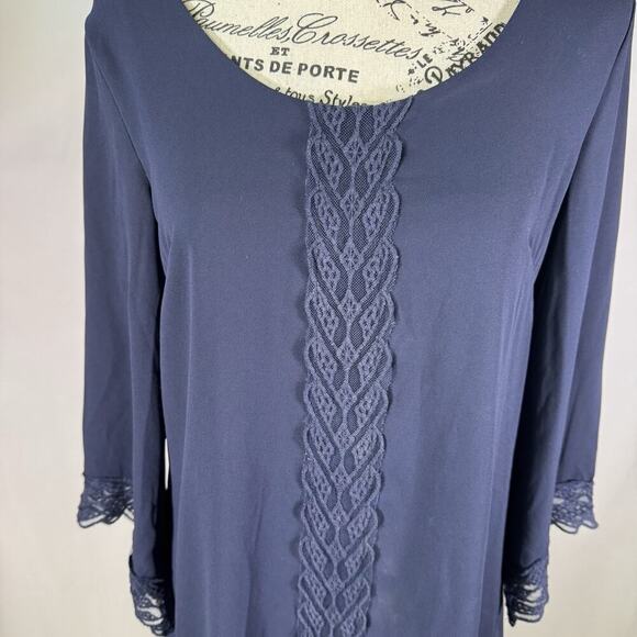 ASTR Navy Blue Lace Trim Shift Dress Womens XS‎ - Picture 3 of 7